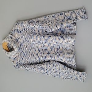 Forever 21 Blue Marbled Long Sleeve Turtleneck Chunky Sweater Womens Large